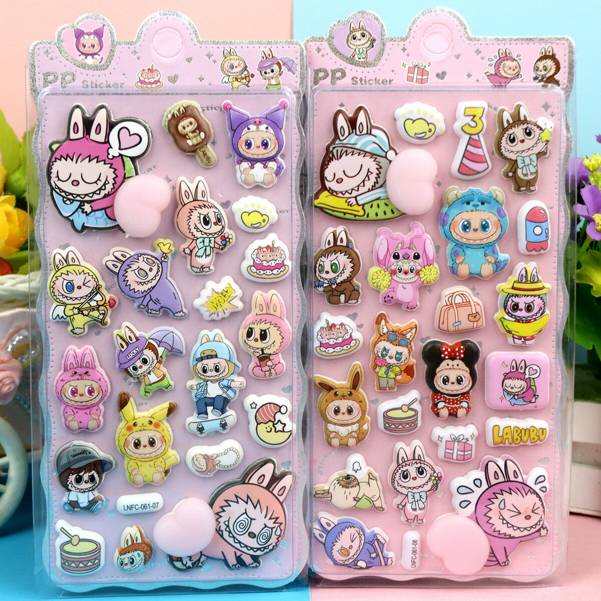 ＼新発売／ LABUBU ラブブシール ぷくぷく 3D立体シール 3Dジュエルシール ラブブ シール おしり アクリルラインストーン ステッカー 2枚セット シール 可愛い DIY 工芸品 ぷくぷくお尻 おしり おしりシール labubu