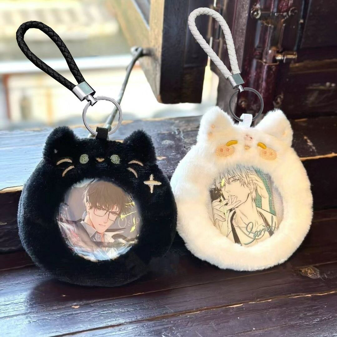 2点セット スタッズ ケース ポーチ キーホルダー 缶バッジ ケース ホルダー アクスタ アクリルスタンド アクリルキーホルダー アクキー 痛バッグ 痛バ 推し活 グッズ もこもこ モフモフ もふもふ 猫 ネコ ねこ