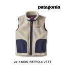 2018 PATAGONIA パタゴニア ベスト KIDS’ RETRO-X VEST NCV NATURAL W/CLASSIC NAVY 子供用 ※サイズ注意