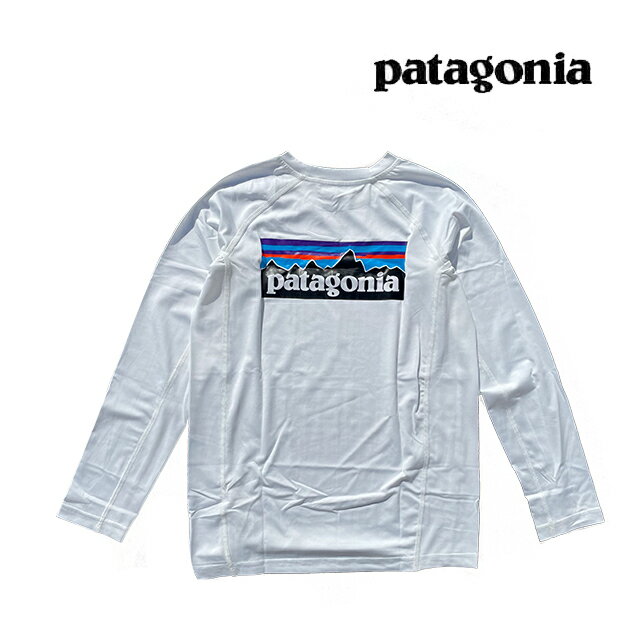 PATAGONIA パタゴニア ボーイズ ロングスリーブ シルクウェイト ラッシュガード BOYS' LONG-SLEEVED SILKWEIGHT RASHGUARD PLWT P-6 LOGO: WHITE 66316 子供用 ※サイズ注意