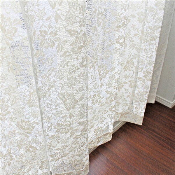 レースカーテン 幅200cm×丈228cm 1枚 花柄 綿混素材 アジャスターフック付き 日本製 リビング ベッドルーム