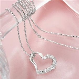K18WG 0.3ctハートダイヤモンドペンダント/ネックレス K18WG 0.3ctハートダイヤモンドペンダント/ネックレス