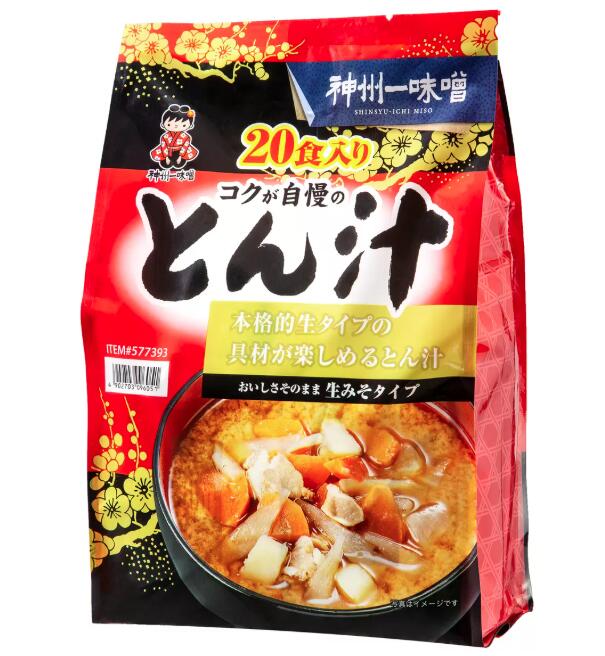 神州一味噌 コクが自慢のとん汁 20食入り レトルト 即席みそ汁 生みそタイプ 豚汁 味噌汁 お湯を注ぐだけ