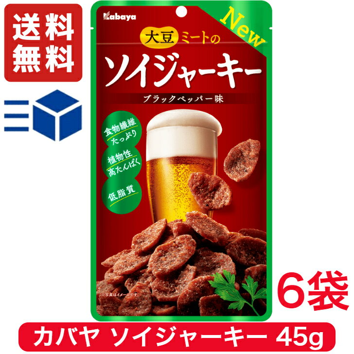 カバヤ食品 ソイジャーキー 45g × 6袋 【 おつまみ ジャーキー 大豆 ミート おやつ お酒のお供 ペッパー 送料無料 ポスト投函 ポイント消化 】