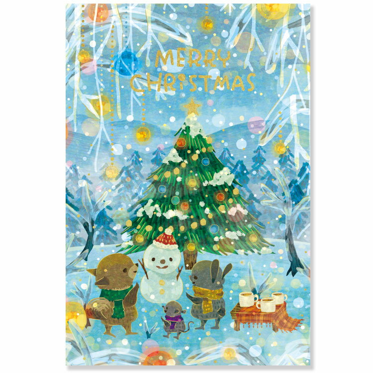 クリスマスむうめぐポストカード　雪だるま　CMP-398