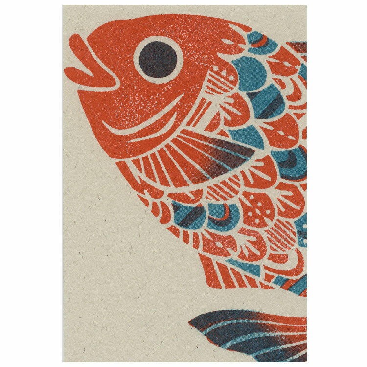 梅屋モリカナエ　消しゴム版画ポストカード　鯛　PR-121