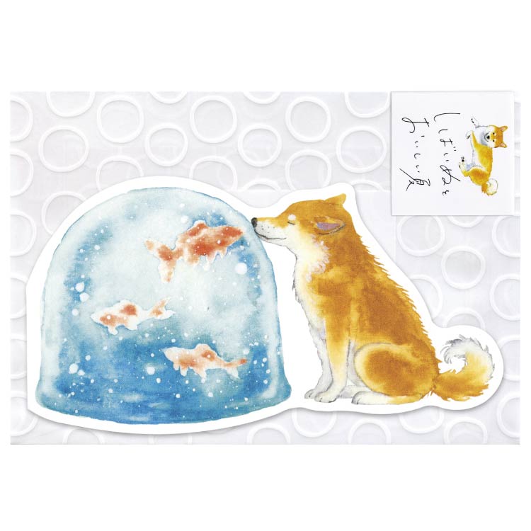 しばいぬとおいしい夏カード【金魚ゼリー】 GS-217sのサムネイル