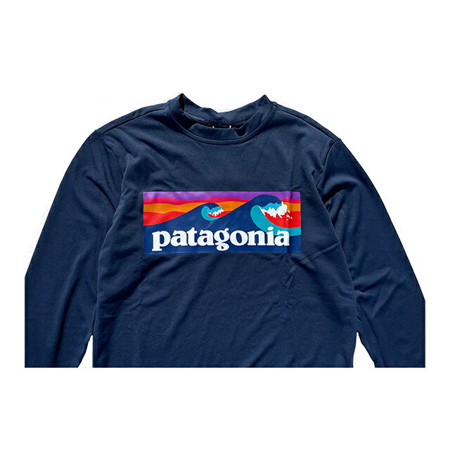 PATAGONIA パタゴニア ボーイズ キャプリーン クール デイリー Tシャツ BOYS LONG-SLEEVED CAPILENE COOL DAILY T-SHIRT BLNE BOARDSHORT LOGO: NEW NAVY 62395 子供用 ※サイズ注意