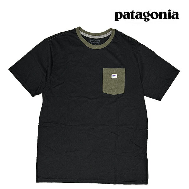 PATAGONIA パタゴニア ショップ ステッカー ポケット レスポンシビリティー Tシャツ SHOP STICKER POCKET RESPONSIBILI-TEE BLBN BLACK W/BASIN GREEN 37837