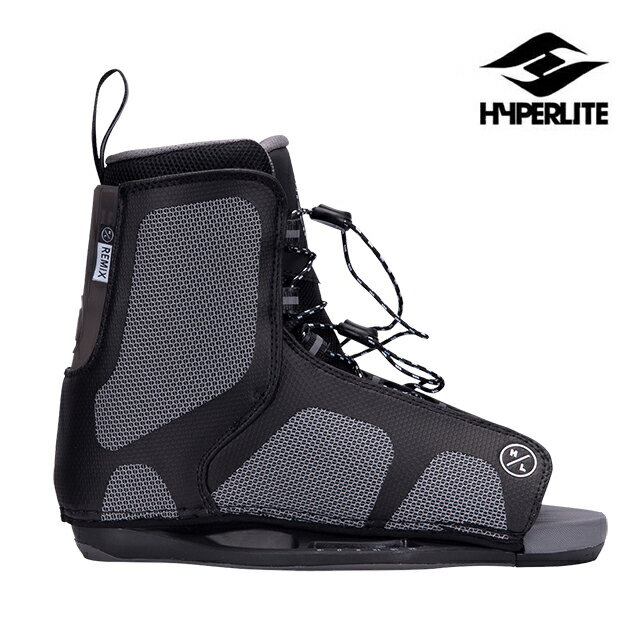 商品詳細 商品説明 The Remix Binding is a supportive but easy-to-get-into adjustable and sharable wakeboard binding. It features dual lace zones like more expensive bindings, plus the plushness you come to expect from an open-toe. The 3D molded tongue provides maximum comfort and solid board control. The Remix Binding is an excellent choice for beginner to intermediate riders looking for a comfortable, user-friendly wakeboard binding that will pair with any board on the market today. ブランド HYPERLITE モデル REMIX 　※欧米正規店からの直輸入品(並行輸入品)になります 　※箱は付属しません カラー BLACK サイズ 7-10.5(25-28.5cm) スペック ・Support Level - Mid ・Range of Motion - Max ・Low Pro Plate System ・Adjustable Sizing ・Easy On Fit ・Aluminum Mounting System ・6” Universal Mounting Spread ・Articulating Cuff ・Molded EVA Footbed ・Lace Closure - Dual