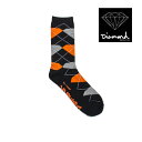 DIAMOND SUPPLY CO. ダイヤモンド サプライ ソックス ARGYLE HIGH CUT SOCK BLACK/ORANGE/GREY