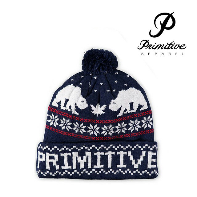 乐天商城 - PRIMITIVE プリミティブ 帽子 ビーニー JOLLY BEAR DEUX POM BEANIE NAVY