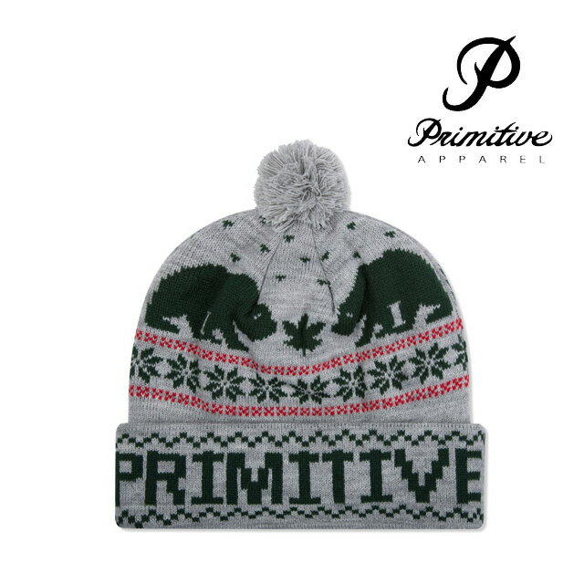 PRIMITIVE プリミティブ 帽子 ビーニー JOLLY BEAR DEUX POM BEANIE HEATHER GREY