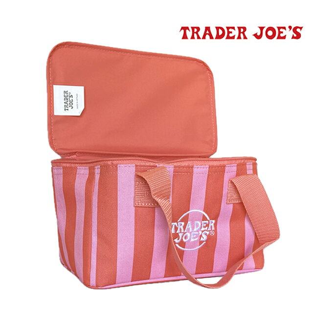 TRADER JOE'S トレーダー ジョーズ ミニ インサレーテッド トート サマー コレクション MINI INSULATED TOTE SUMMER COLLECTION PASTEL RED AND PINK STRIPES