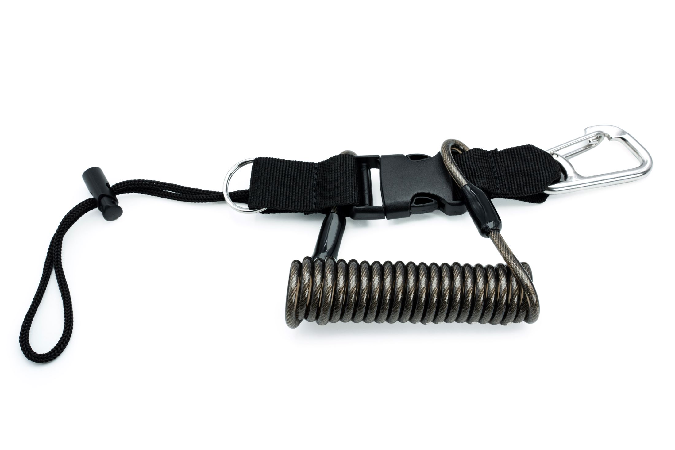 DIVEVOLK-ダイビング機器用コイルランヤードーブラック