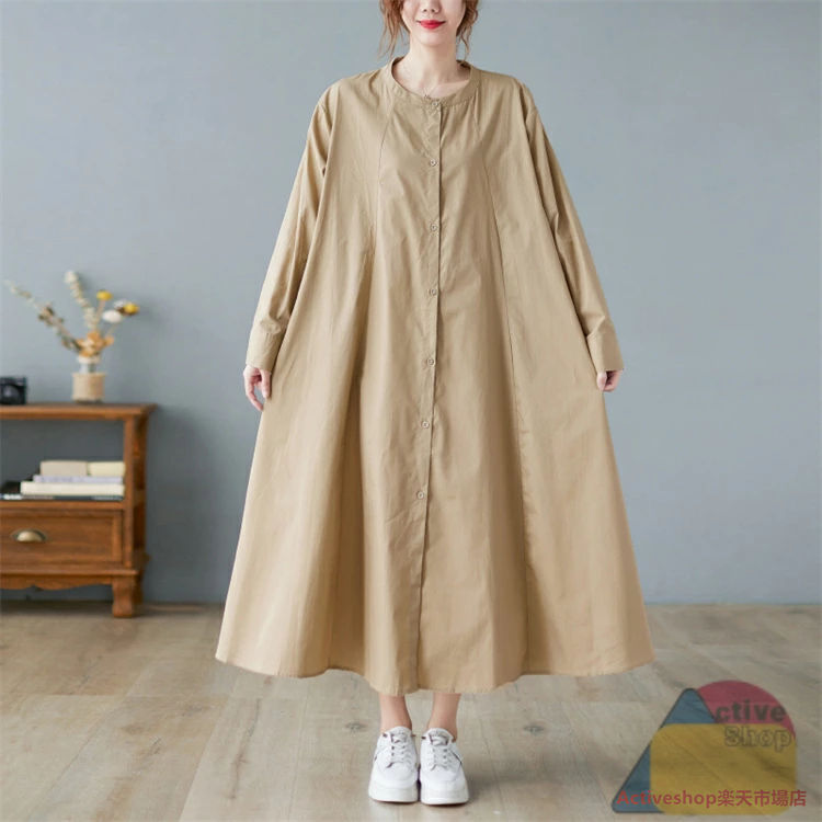 シャツ ロング ワンピース 黒 長袖 ロングワンピース マキシ丈 シャツワンピース 大きいサイズ 立ち襟 ギャザー スタンドカラー ロングシャツ タック ポケット 羽織り 黒シャツ マキシ 秋 春 夏 ギャザーワンピース フレア aライン