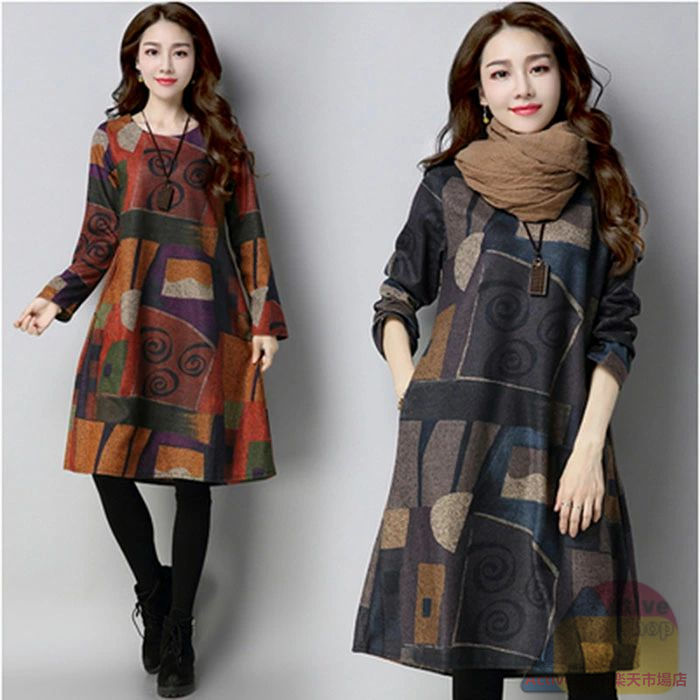 ワンピース チュニック 秋 長袖 チュニックワンピース 大人可愛い レディース 森ガール ゆるかわ プルオーバー 膝丈 長袖 大きいサイズ 大人 ワンピ ミディアム ミディ レトロ 体型カバー ひざ丈 春 秋 冬 ゆったり きれいめ