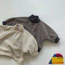 ハイネック ボーダー トップス トレーナー パーカー くすみカラー ストライプ 男女兼用 キッズ ベビー服 赤ちゃん 子供服 トップス スウェット 女の子 男の子 秋 冬 春 プルオーバー キッズ ユニセックス ボーイズ ガールズ 80 90 100 110 120 130cm