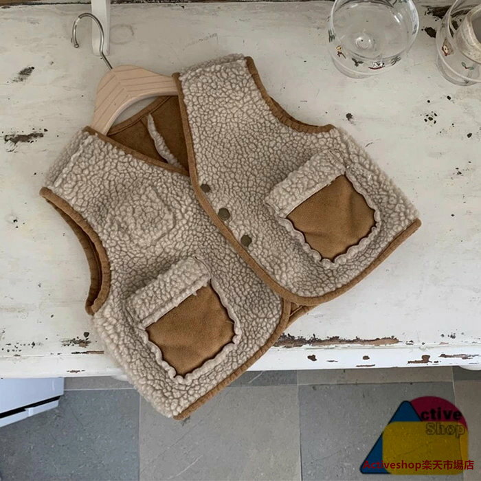 リバーシブルボア スエードアウター ボア ベスト キッズ ベビーベスト ジレ ベビー服 子供服 シンプル ..