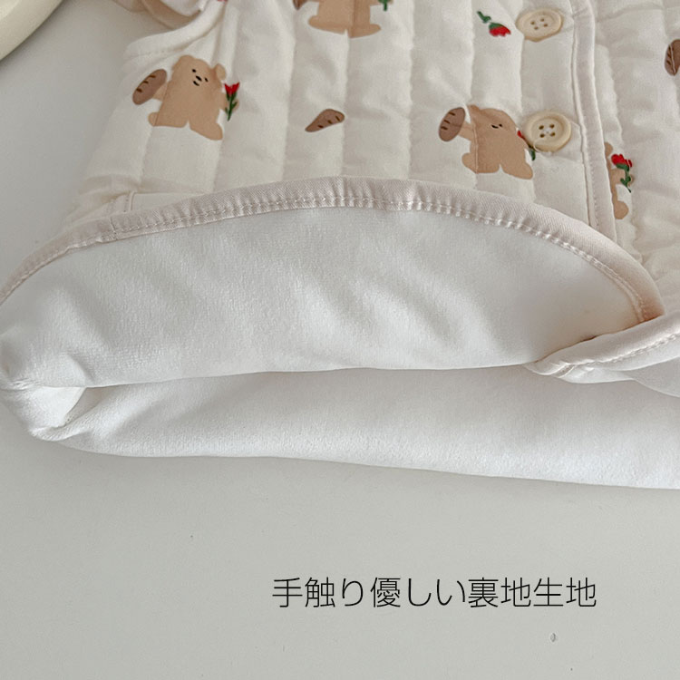ベビー服 中綿ベスト 女の子 キッズ かわいい 前開き 前ボタン 上着 あったかい あ...