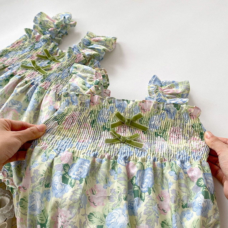 ベビー服 ロンパース ワンピース 夏 ノースリーブ 66 73 80 90 100 110 120cm お花柄 フリル付き キッズ 女児 子供服 子ども服 赤ちゃん ペアルック 女の子 おしゃれ かわいい 出産祝い 誕生日 姉妹コーデ 姉妹リンクコーデ
