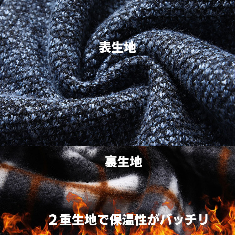 【送料無料】ニットカーディガン 裏起毛 厚手 シニア メンズ ビジネス ニット カーディガン vネック 高齢者 秋 冬 アウター 暖かい 防寒 羽織り カーデ ポケット付き 50代 60代 70代 80代 90代 父 祖父 寒さ対策 activeshop-10044565 Activeshop楽天市場店 サンプル画像2