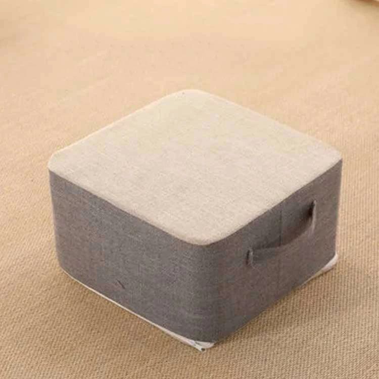 硬め 綿麻フロアクッション 北欧 スクエアクッション 硬い 沈まない 足置き 足置き台 持ち手付き 高反発 クッション 高さ 21cm 座布団 [2]