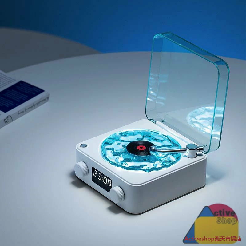bluetoothスピーカー レトロ レコード 海を聴く スピーカー レコードスピーカー 海のレコードスピーカー レコードプレーヤー風 可愛い 復刻スピーカー デジタル時計 置き時計 コンパクト 睡眠補助 シンプル ギフト プレゼント