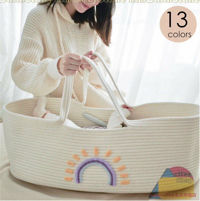 ベビーかご 赤ちゃん 綿ベビーベッド 新生児用ハンドバスケット オムツ替え お昼寝マット 風を防ぐ 丈..