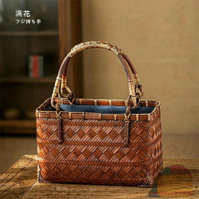 かごバッグ レディース 竹かご バッグ 軽量 人気 ハンドメイド 手提げカバン 竹編みバッグ 竹製 ハンドバッグ 籠バッグ 巾着 夏 花火大会 浴衣 着物 伝統工芸品