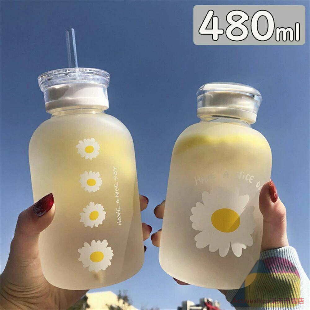 【送料無料】フルグラスタンブラー 水筒 ガラスボトル 耐熱ガラス製 クリアボトル 蓋付き インスタ映え..