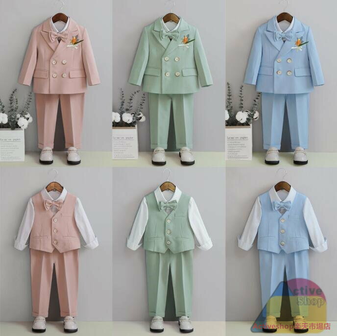 子供スーツ 男の子 スーツ フォーマル ベビー 送料無料 子供タキシード ジャケット ベスト シャツ 蝶ネクタイ ズボン 飾り物 赤ちゃんスーツ キッズ ベビー　80 90 100 110 120 130 140 150