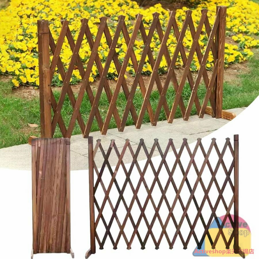 引き込み式フェンス ガーデンフェンス ペットドア 天然木 伸縮式フェンス 折りたたみ式 バリケード ガ..