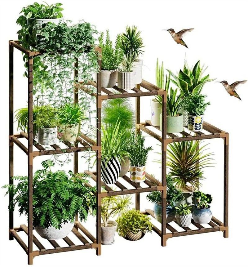 フラワースタンド 室内 花台 プランタースタンド 屋外 7階 園芸ラック 木製 観葉植物 台 天然材木 植木鉢 北欧 組み立て 耐荷重15kg 室内 複数のシナリオに適用可能 単純 おしゃれ 飾り