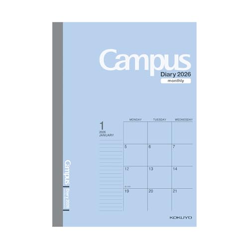 コクヨ 手帳 2026 キャンパスダイアリー マンスリー ブロック スタンダード A5 ブルー ニ-CMB-A5-26 2025年 12 送料無料