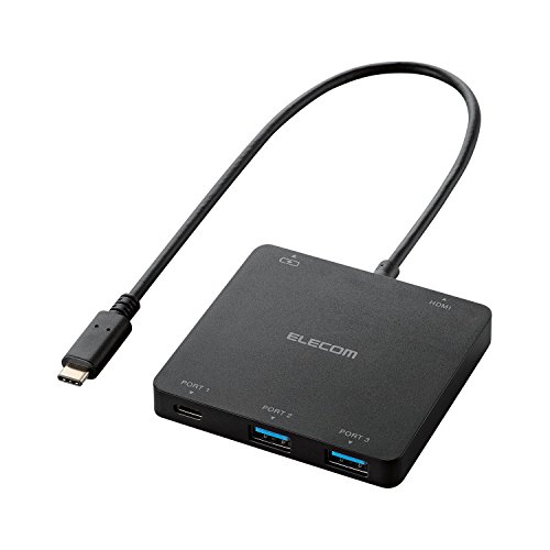 エレコム USB3.1 Type-C ハブ 3ポート(A×2/Type-C×1)+HDMI出力+PC充電用Type-C×1 バスパワー 送料無料