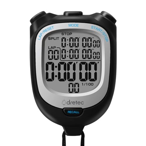 ドリテック(dretec) 防水(IPX7)ストップウォッチ 0.01秒単位で計測 ラップ/スプリット機能 スポーツ 100メモリー カ 送料無料
