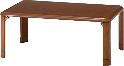 不二貿易 折りたたみテーブル ローテーブル 高さ調節可能 角が丸い 幅90×奥行60×高さ33~38cm ミディアムブラウン 10036 送料無料