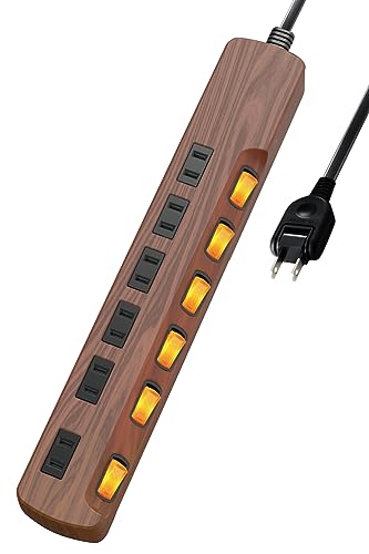 エレコム 電源タップ 雷ガード 個別スイッチ ほこりシャッター付 6個口 木目調 2m ウォルナット ECT-1320W 送料無料