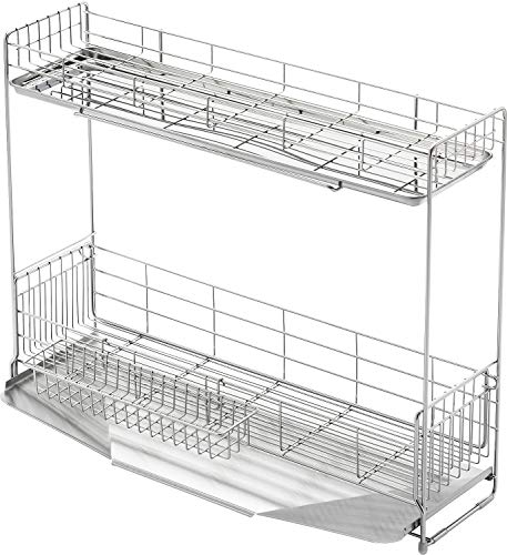 ヨシカワ 水切りラック 水切りかご 2段 幅15×奥行57cm 5~6人用 日本製 食器 シンクサイド 幅の広がる ..