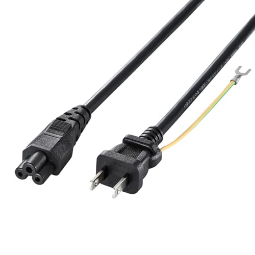 サンワサプライ 電源コードACインレット(アース付きメガネ型・ストレートコネクタ)・2Pプラグ 2m KB-DM..