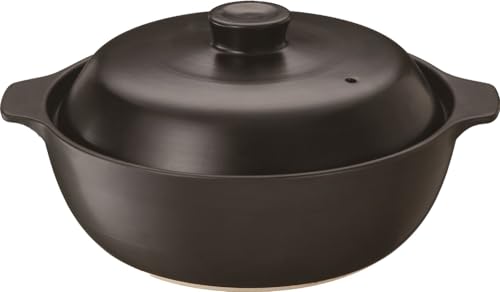 イシガキ 鍋 ブラック 約幅36×奥行30.5×高さ15.5cm 吹きこぼれにくい 土鍋 モダン 10号 容量 約 3.5L 5~6人用 送料無料