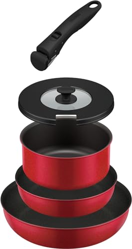 サーモス デュラブルシリーズ 取っ手のとれるフライパン5点セットAB IH対応 レッド KSA-5B R 送料無料