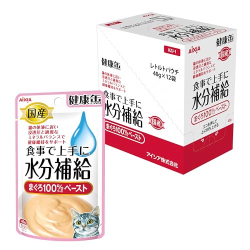 健康缶 パウチ 水分補給 まぐろペースト 40g×12個セット 猫 40グラム (x 12) 国産