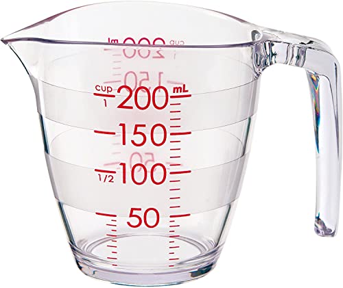 Kitchen Scales - マーナ (marna) 目盛りが見やすい 計量カップ 200ml (電子レンジ/食洗機対応/耐熱) 注ぎやすい フック穴付き 壁掛け 収納 K6