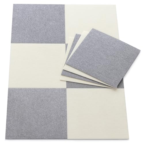 サンコー ずれない タイルカーペット 30×30cm アイボリー グレー 10枚入 フラットタイプ おくだけ吸着 ジョイントマット 撥水 消臭
