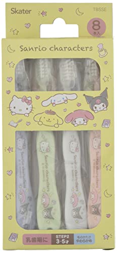 牙刷,牙齒保健 - スケーター(Skater) 歯ブラシ 園児用 3-5才 やわらかめ 8本入 サンリオ サンリオキャラクター 14cm TB5SE-A