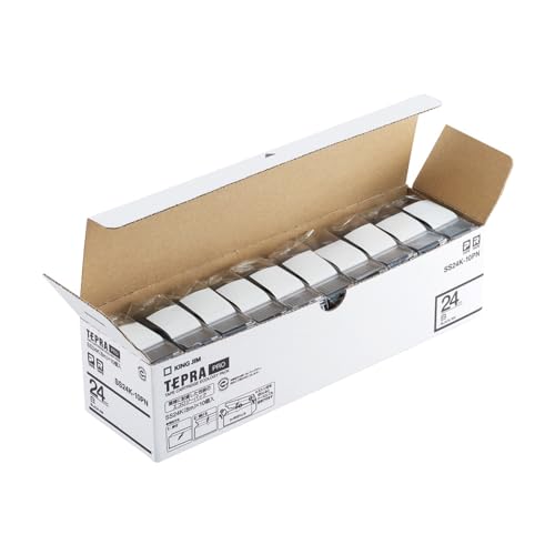 Rakuten - キングジム 【純正】 テプラPROテープカートリッジ エコパック10個入 24mm 白ラベル/黒文字 長さ8m SS24K-10PN