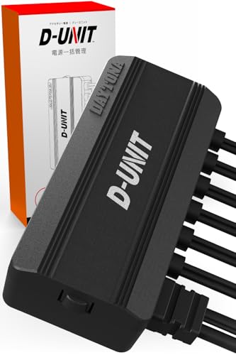 [D-UNIT] 6ポートブラック/6ポート/45862・Style:[D-UNIT] 6ポート・パッケージ個数:1・USBなどアクセサリー電源を一括管理・最大6つのアクセサリーを個別に装着。5A出力2ポート/2A出力4ポート・メインキー連動で電源をon/off。バッテリー上がりの心配なし・内蔵ヒューズの交換でアンペア数に変更可能・商品構成:ユニット本体×1、低背ブレードヒューズ5A(組み込み済み)×2、低背ブレードヒューズ2A(組み込み済み)×4、両面テープ×1、結線コネクタ×1、結束バンド(150mm)×2、結束バンド(リリースタイプ)(150mm)×2、ヒューズプーラー×1バッテリーからアクセサリー電源をスマートに取り出せる電源ユニット。 ETC、USB、ホットグリップ、後付けメーター、ドライブレコーダーなど、取り出しを1か所にまとめることにより、煩雑な配線もすっきり。 アクセサリー電源を必要とするパーツを装着するたびに配線を探す手間を省き、追加の機器も増設しやすくなっています。 メインキーに連動で電源をON/OFFでバッテリーあがりの原因となる待機電流消費がありません。 内蔵ヒューズの交換で必要なアンペア数に変更可能。(合計で20A以下の範囲) ヒューズ交換しやすいプーラー付属。 ・入力電圧：DC12V ・入力電圧範囲：DC9V-16V ・最大入力電力：0.6W程度 ・定格電流：20A(リレー本体) ・リレー出力過電流保護：有 ・出力ショート保護：付属ヒューズによる ・入力ハーネス長：約600mm ・出力ハーネス長：約200mm ※ ギボシ端子はCA/CB103サイズを使用しています。 ※ アンペア数の変更には市販の低背ブレードヒューズが必要です。