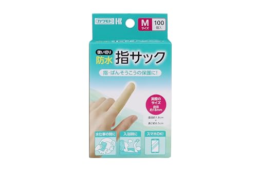 カワモト 防水指サック 使い切り Mサイズ 100個入